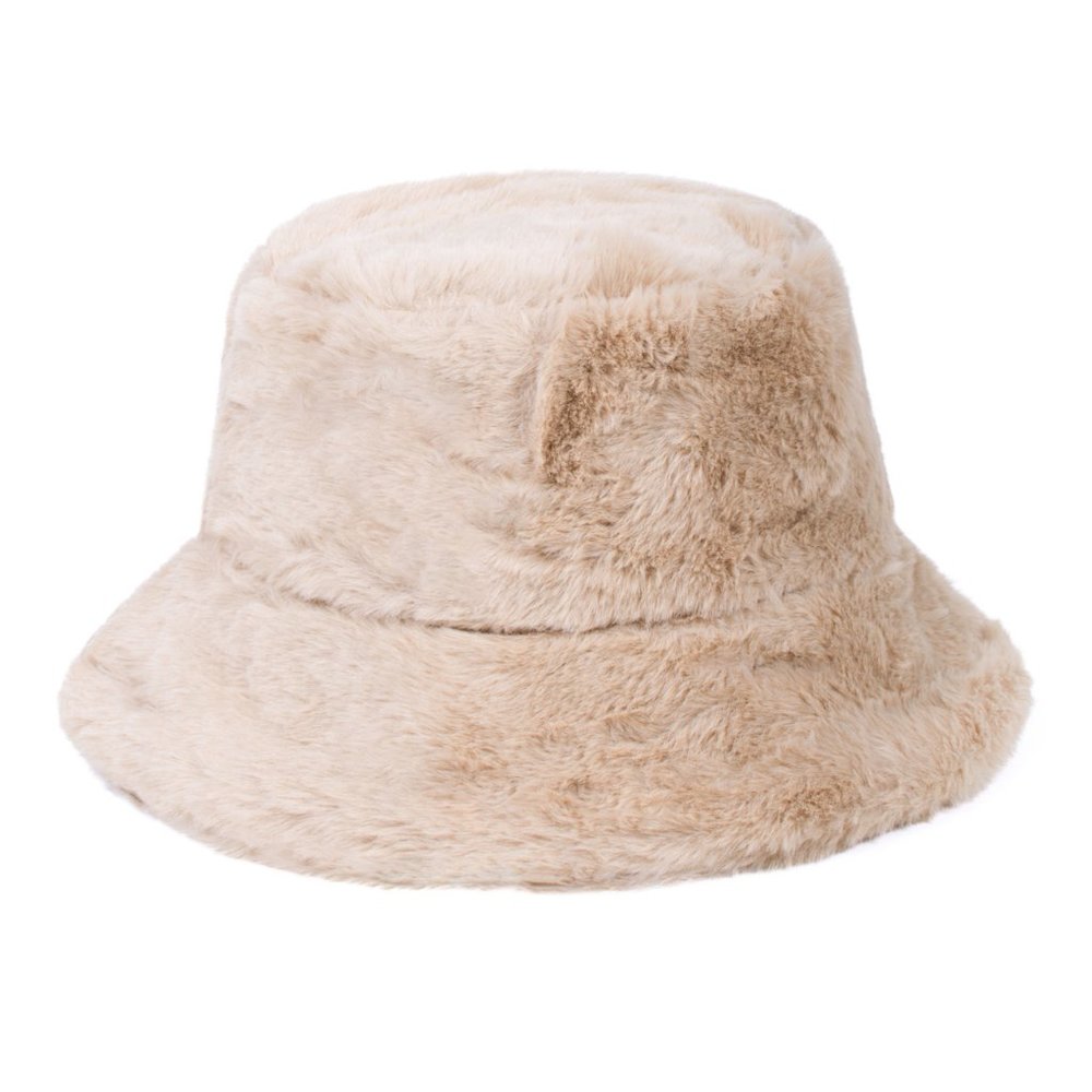 Faux Fux Plush Bucket Hat - Tan